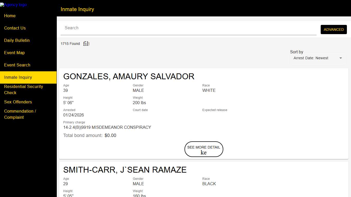 Wake County Sheriff's Office Police to Citizen - Inmates catalog